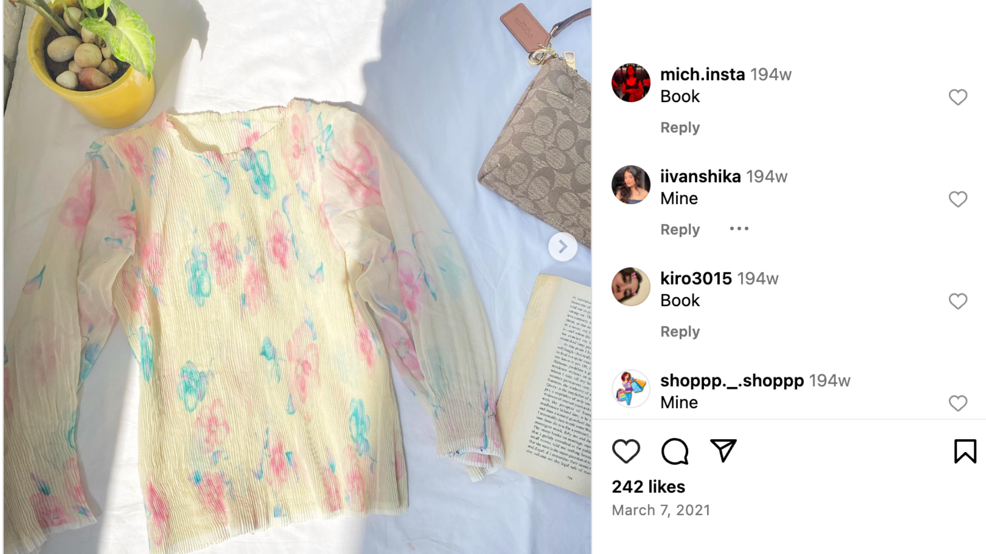 Instagram comments section